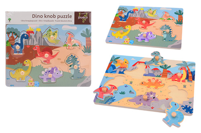 Joueco - dino knopjespuzzel 2 assorti