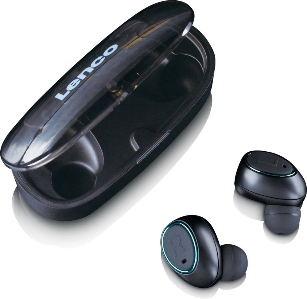 Lenco epb410 bluetooth ipx4 tws oortelefoon met powerbank zwart