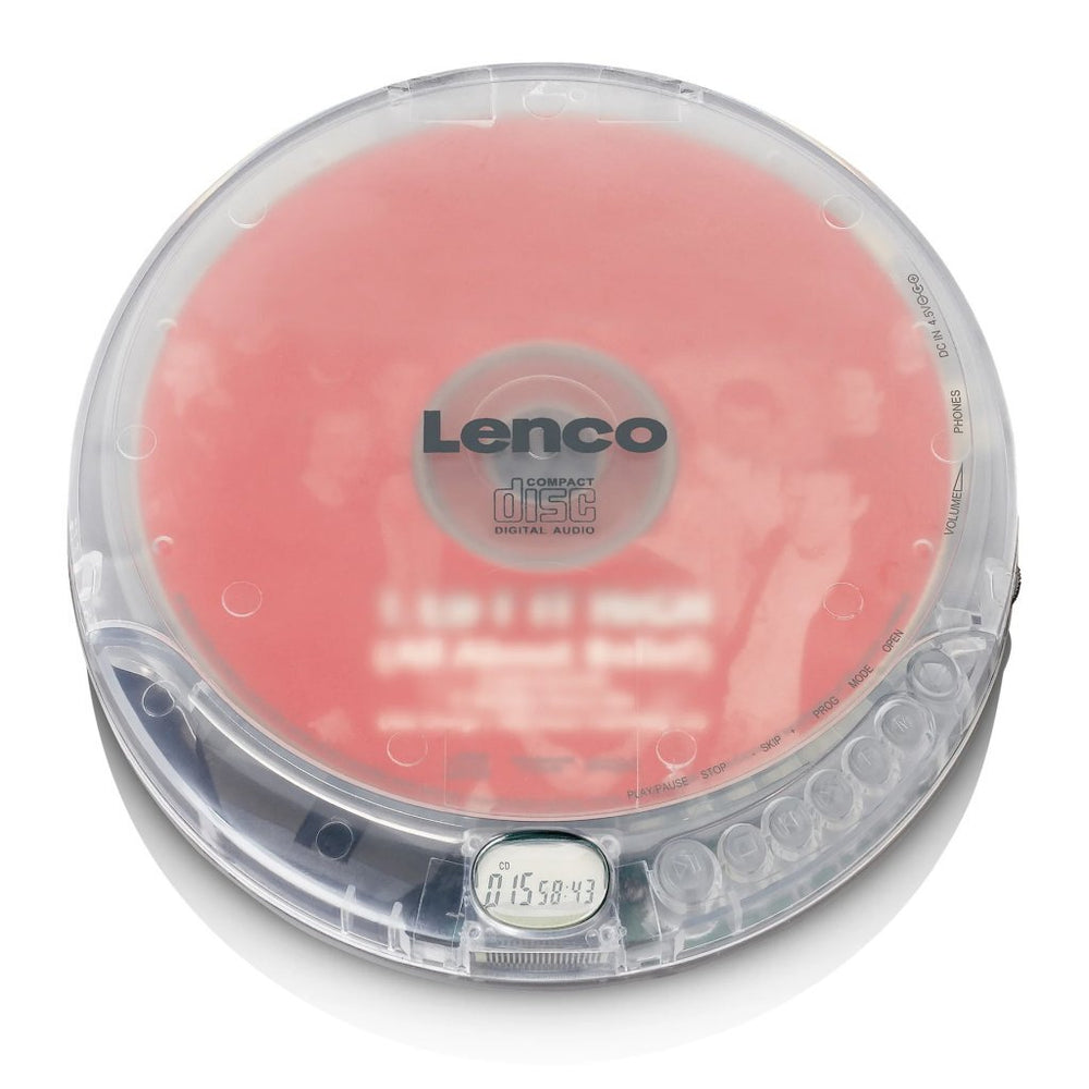 Lenco Lenco CD-012TR Draagbare CD-speler met Oplaadfunctie Transparant