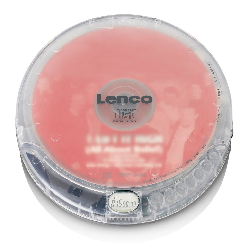 Lenco Lenco CD-012TR Draagbare CD-speler met Oplaadfunctie Transparant