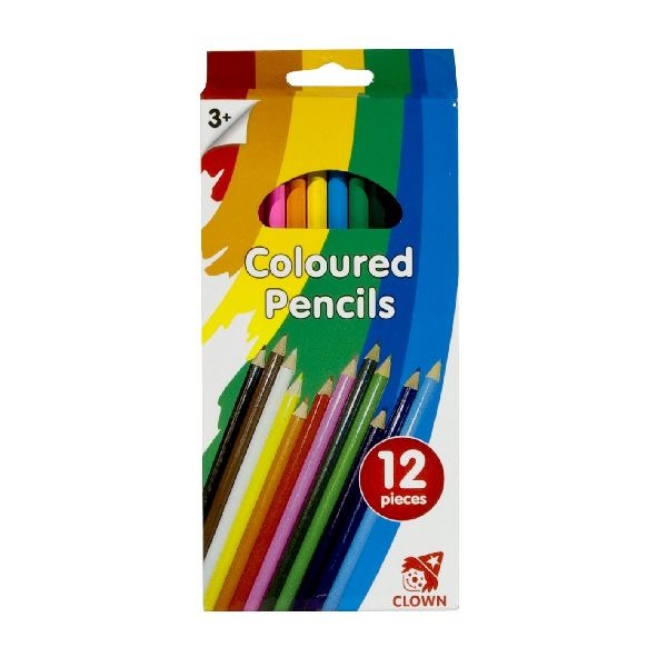 Clown lange kleurpotloden 12 stuks