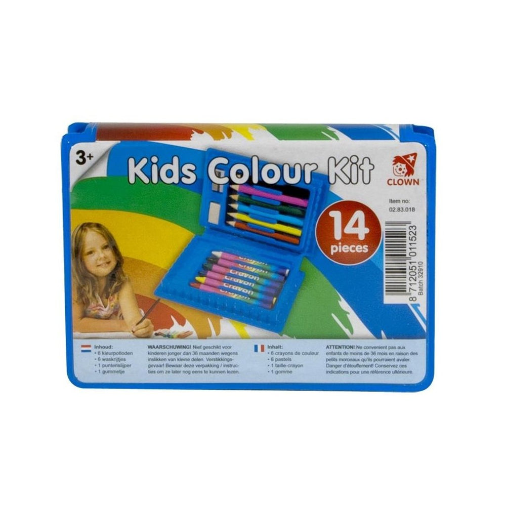 Clown kinder kleurkoffer 14-delig