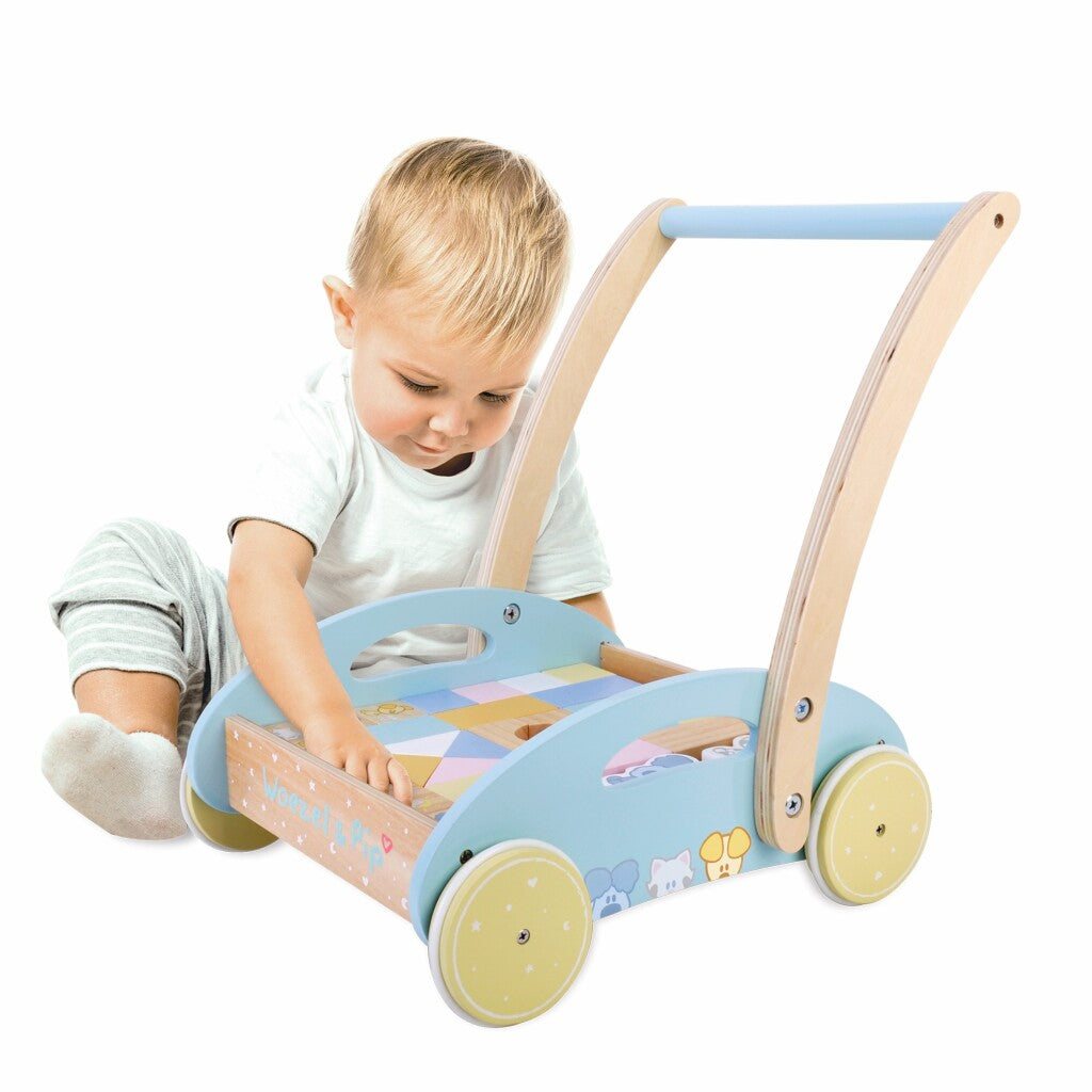 Rubo Toys woezel en pip baby blokkenkar loopwagen