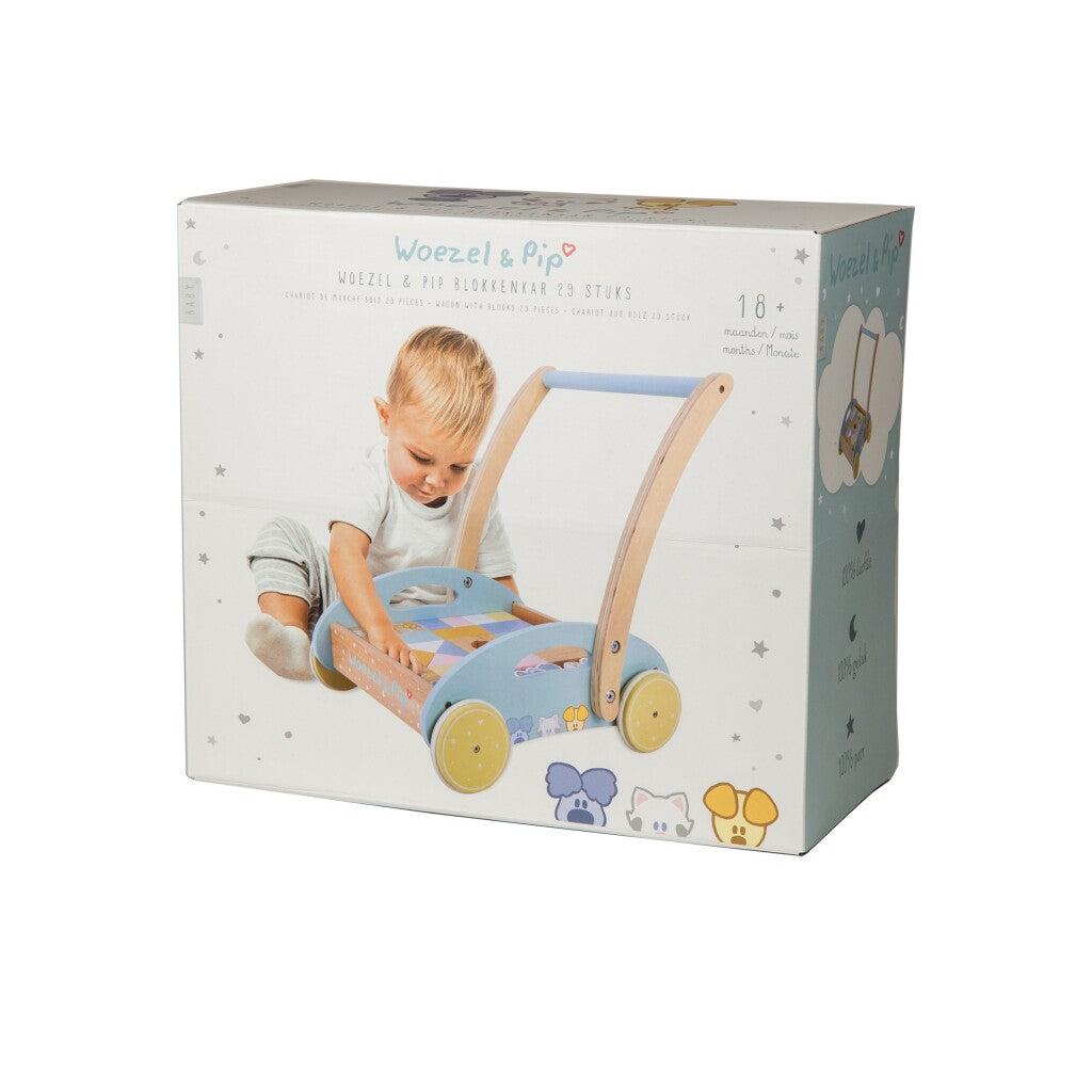 Rubo Toys woezel en pip baby blokkenkar loopwagen