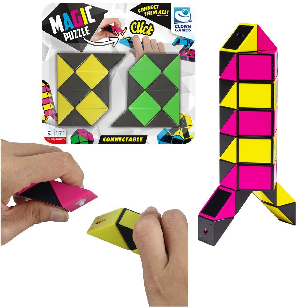 Clownspellen clown magie puzzel koppelbaar 2x12