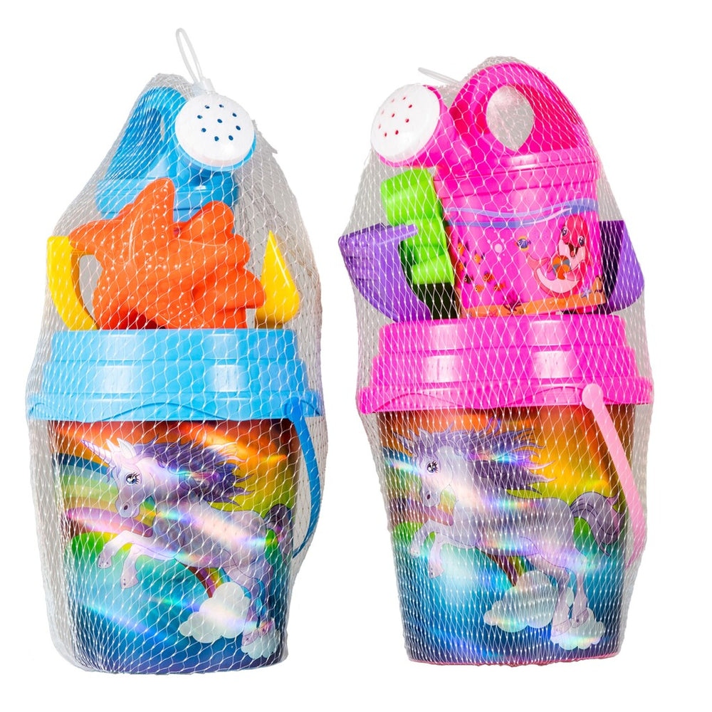 Zomerse strandset eenhoorn laserprint 7dlg 2ass