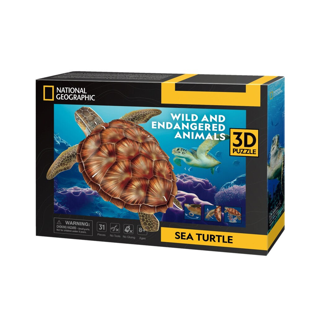 Kubieke leuke national geographic 3d puzzel zeeschildpad 31 stukjes