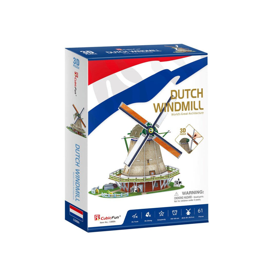 Kubieke leuke 3d puzzel hollandse windmolen 61 stukjes