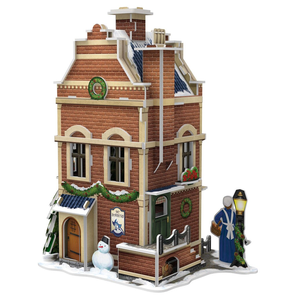 Kubieke leuke 3d puzzel hollands huisje winter bakkerij + licht 65 stukjes