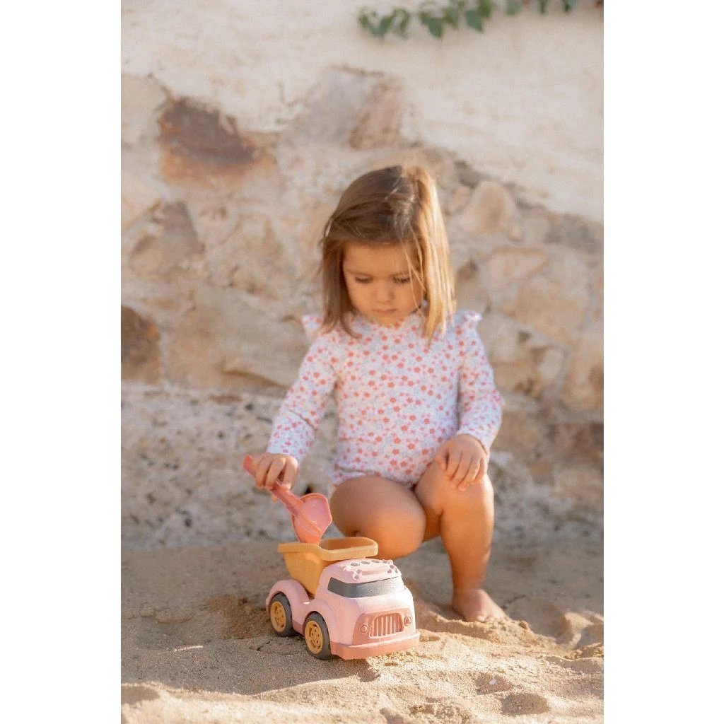 Kleine Hollandse kiepwagen roze, 17cm