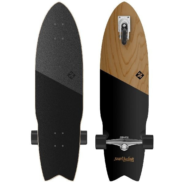 Streetsurfing shark aanval 36 zelfrijdend longboard koa zwart