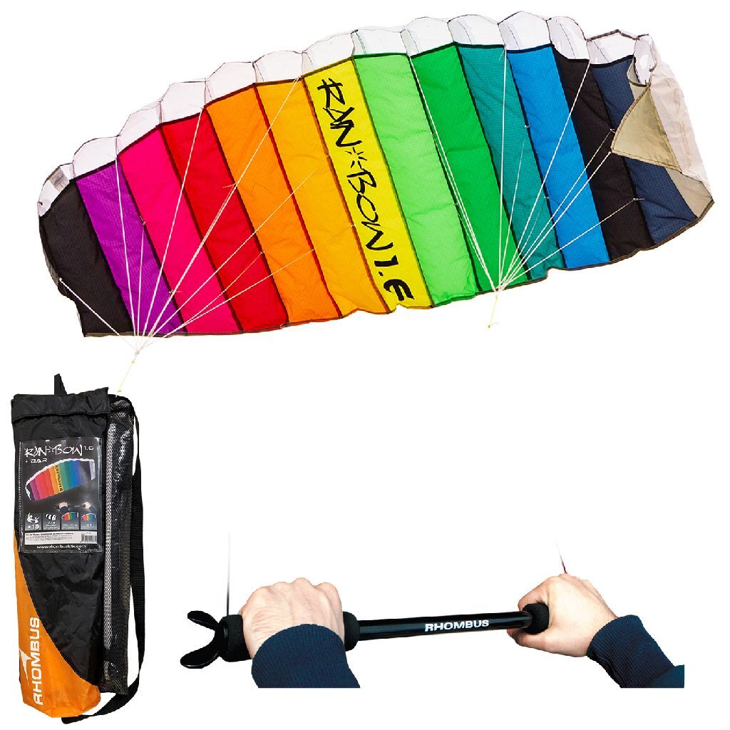 Rhombus regenboog 1.6 matrasvlieger 160x55 cm + stang