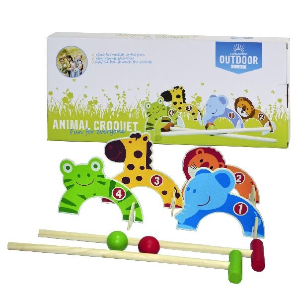 Buitenspeel houten dierencroquet