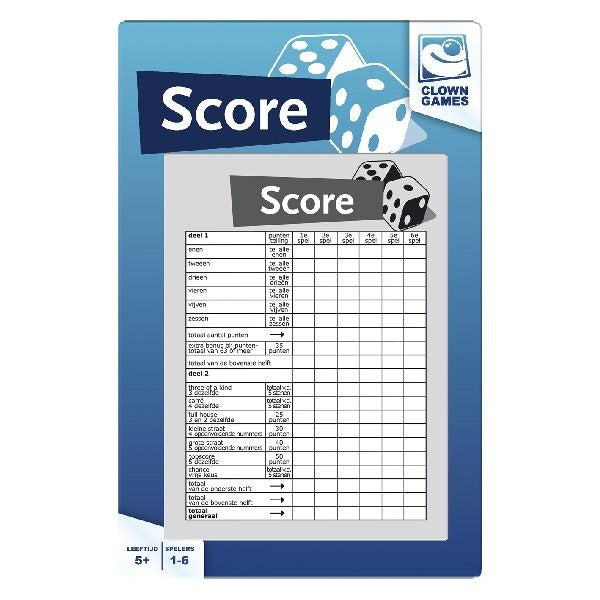 Clownspellen scoreblok voor dubbelspel, 50 uitgesloten