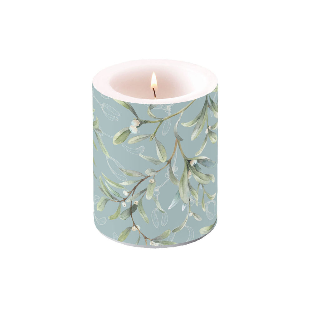 Ambiente stompkaars mistletoe all over 10x12 cm groen