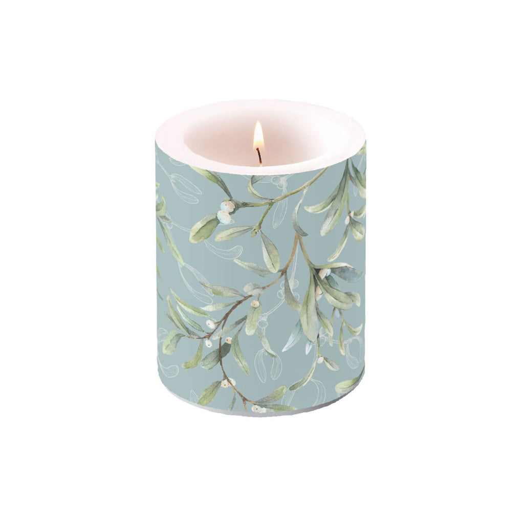 Ambiente stompkaars maretak geheel 10x12 cm groen