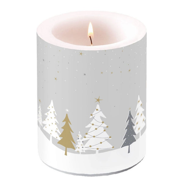 Ambiente stompkaars midnight trees 10x12 cm grijs