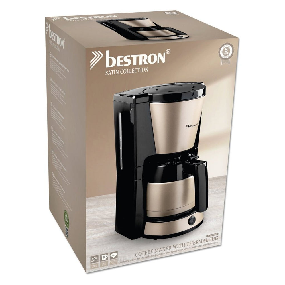 Bestron acm1000sat satijn collectie koffiezetapparaat beige zwart