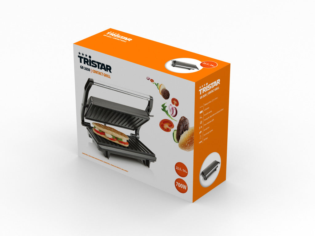 Tristar gr-2650 contactgrill zwart rvs 700w