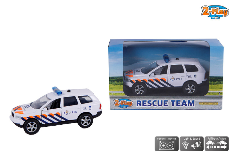 2-play police car pull-back with light and sound 11 cm white