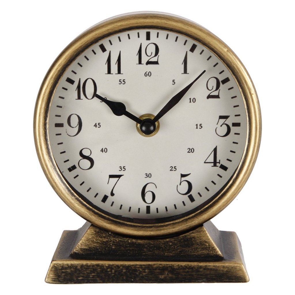Klok rond Caroline S metaal 13x6,5x15cm