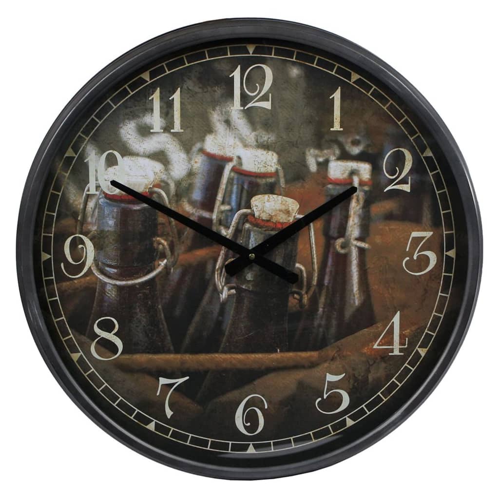 Gifts Amsterdam Gifts Amsterdam Wandklok Flessen in Krat 51 cm metaal zwart