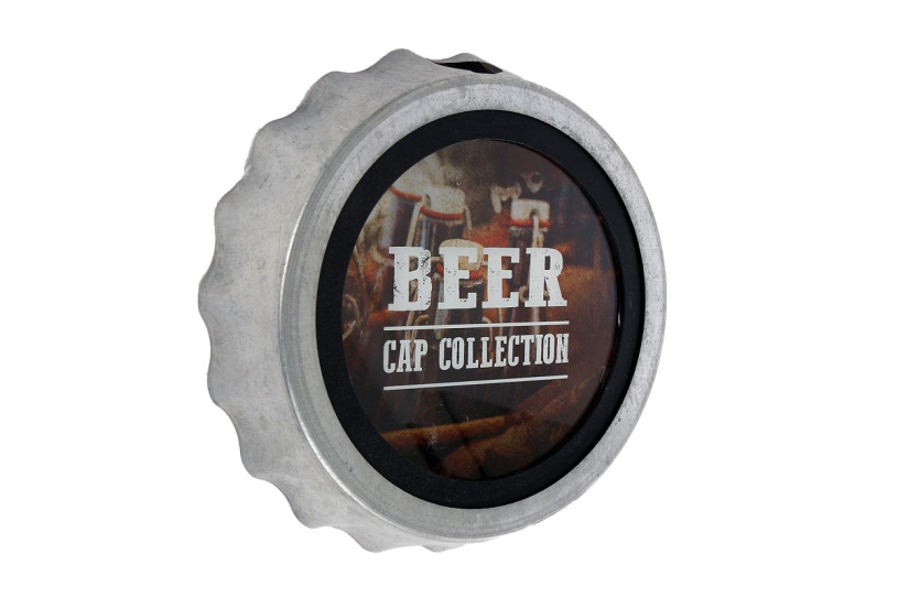 Wandversiering beer cap collection metaal 24x24x5cm