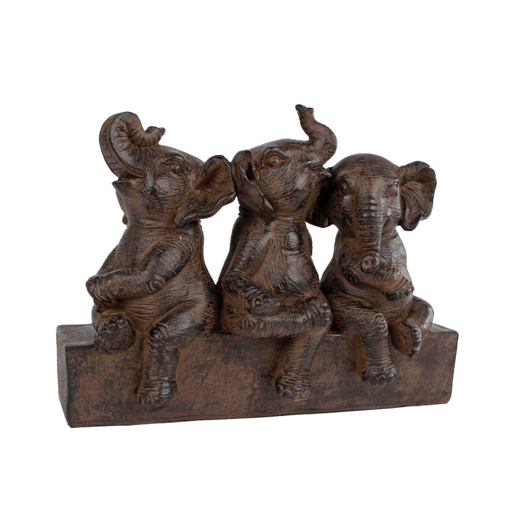 Gifts amsterdam sculptuur drie olifanten bruin polyst 25x11x18,5