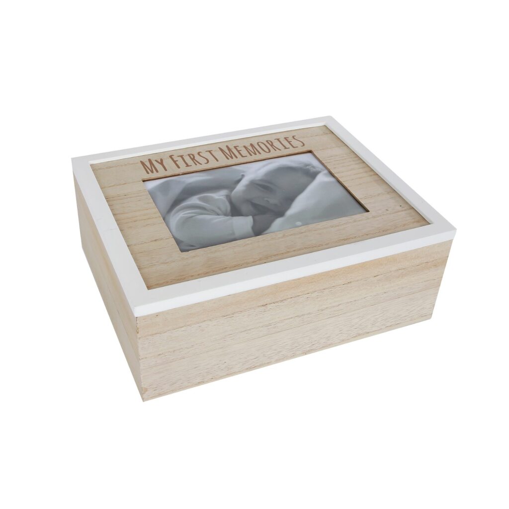 Overige merken my first memory houten opbergdoos 24x19x9 cm naturel wit
