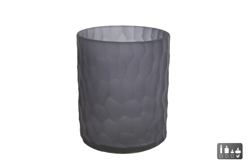 Theelichth dex l mat zwart glas 9x9x11cm
