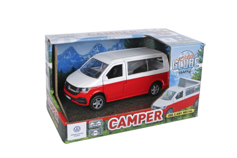 Kids globe vw transporter camper die cast pull back 13,5cm