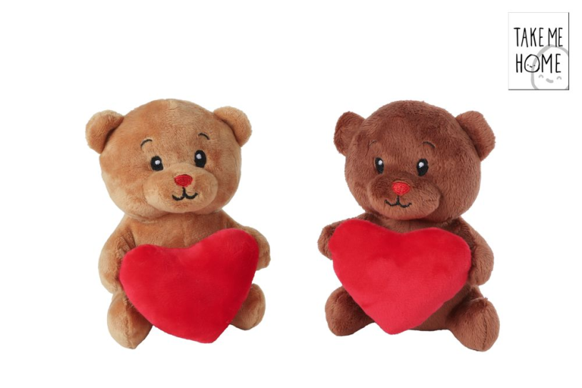 Take me home knuffel pluche - beer met hart, 15cm