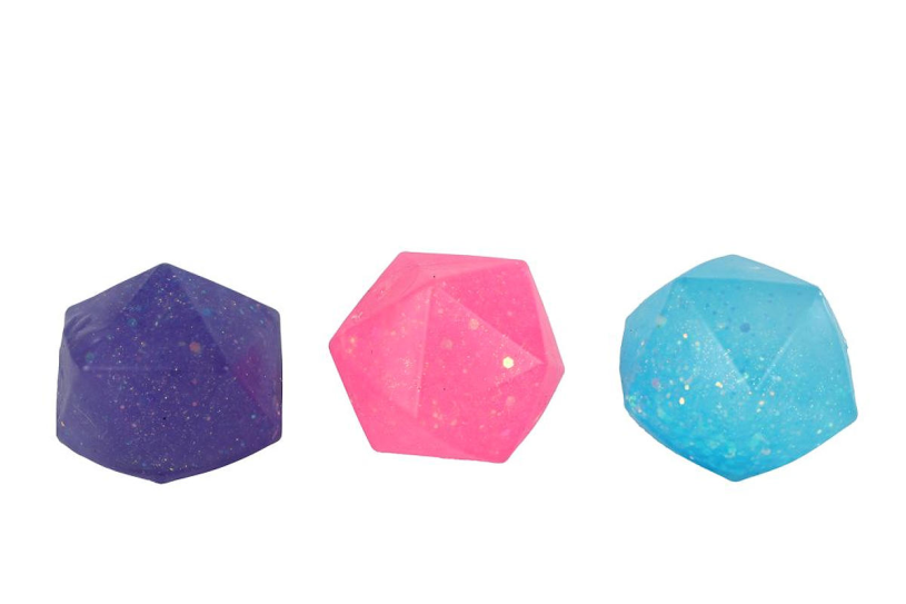 Glamour slow rise diamond sugar glitter knijpbal 6cm 3ass