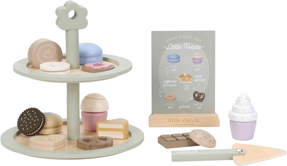 Little dutch houten speelgoed etagère met gebak fsc - speelset.