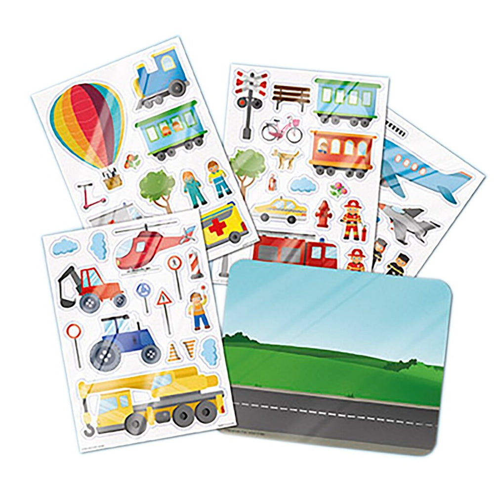 Totum raamstickers reizen voertuigen verkeer 45 x - speelgoed junior vanaf 3 jaar - verplaatsbare stickers niet permanent en herbruikbaar - voor thuis en op reis