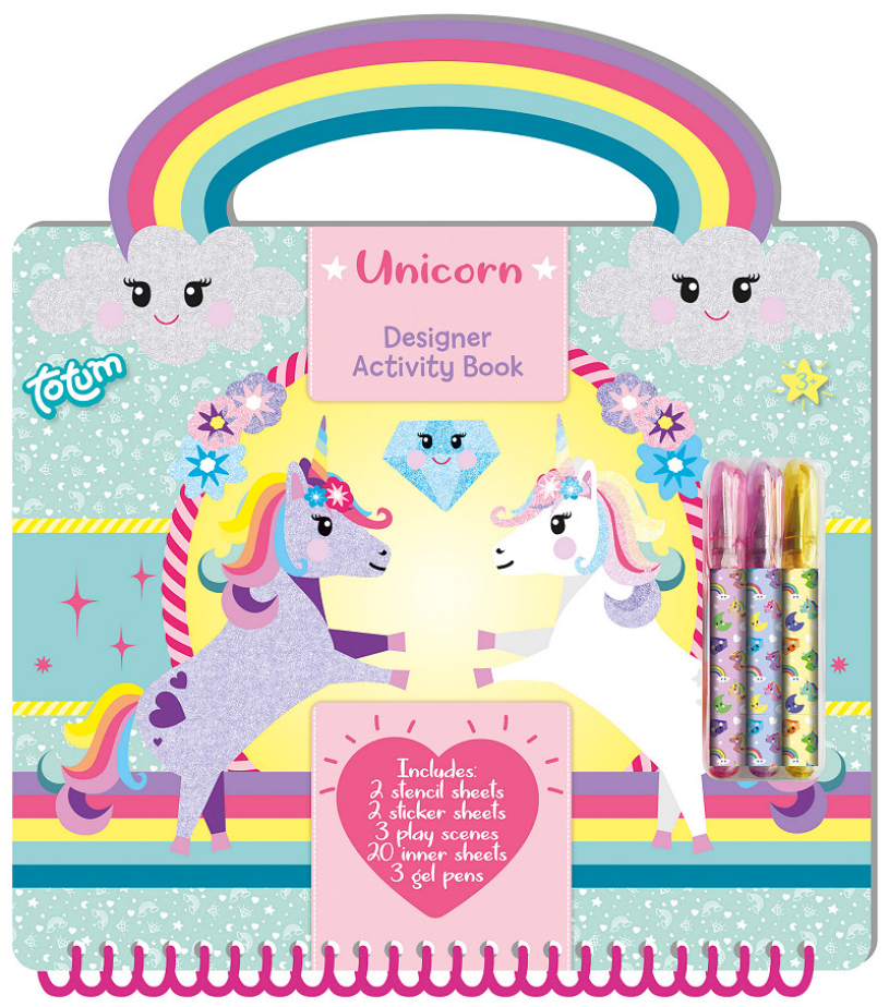 Totum unicorn doeboek - activiteitenboek - tekenen, schrijven en stickeren - 25-delig - speelgoed kinderen - knutselen - voor meisjes - ook voor kleuters - vanaf 3 jaar