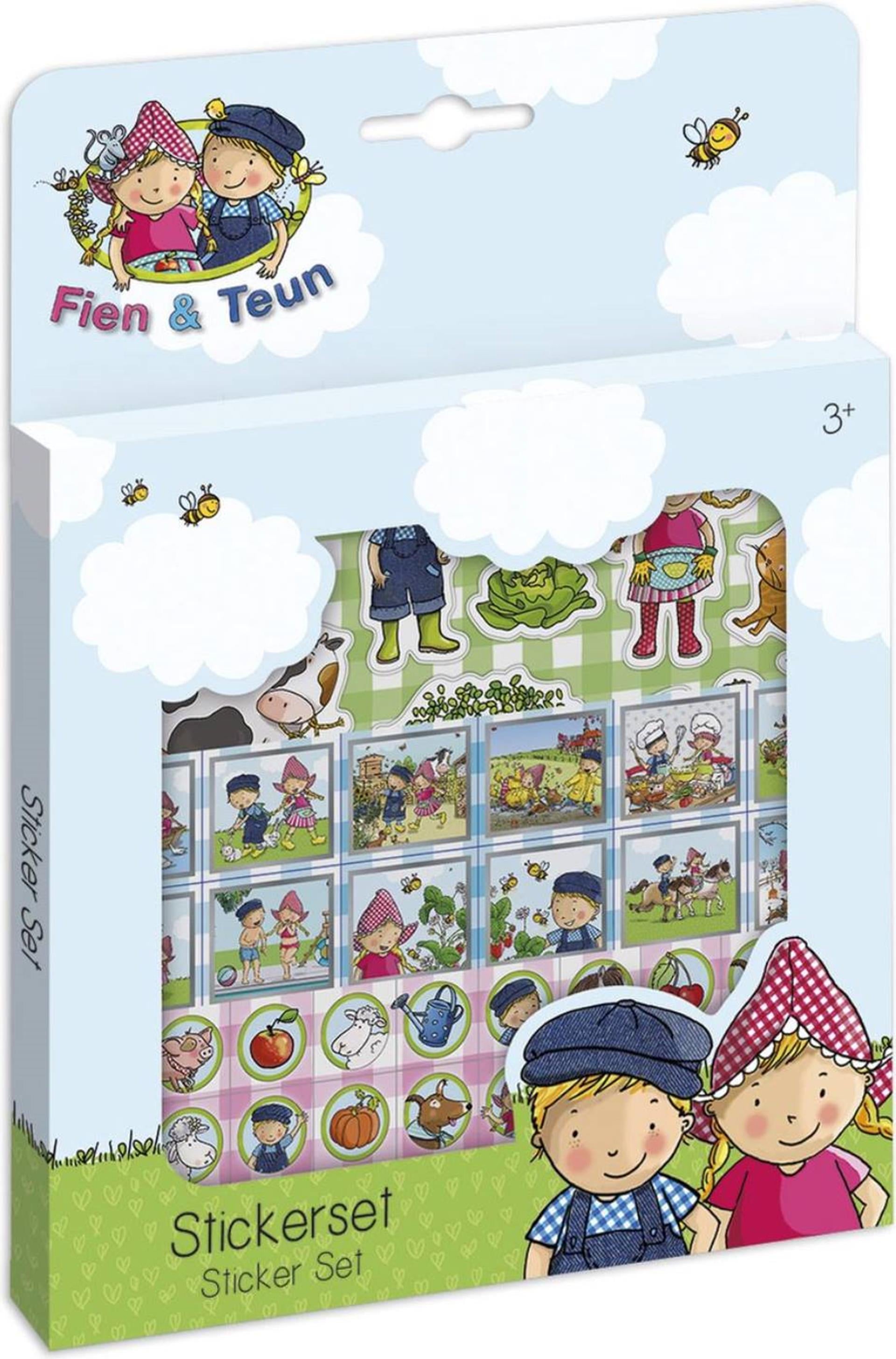 Fien Teun stickers - 3 sticker sheets with play background - creative toy - farm - Bambolino Toys - from 3 years