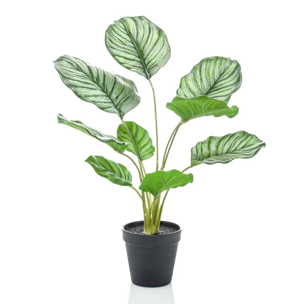 Smaragdgroene kunstplant in pot Calathea orbifolia 45 cm