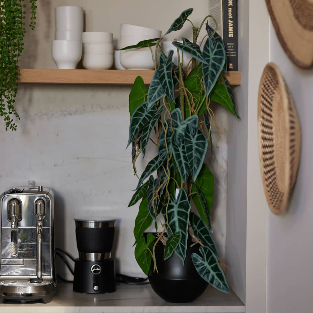 Smaragdgroene kunstplant in pot alocasia 75 cm