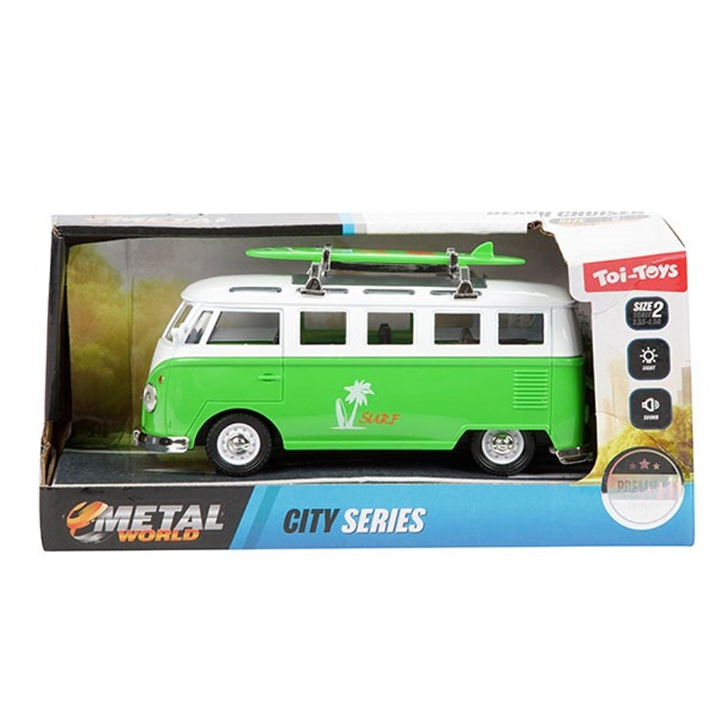 Metalen vw bus + licht en geluid assorti