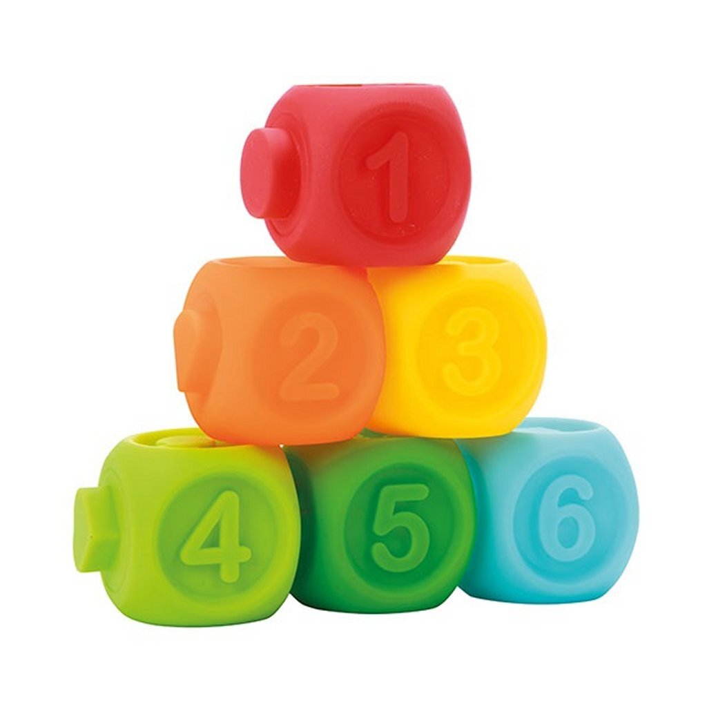 Kleine sterren baby stapelblokken 6 stuks + 2 dieren