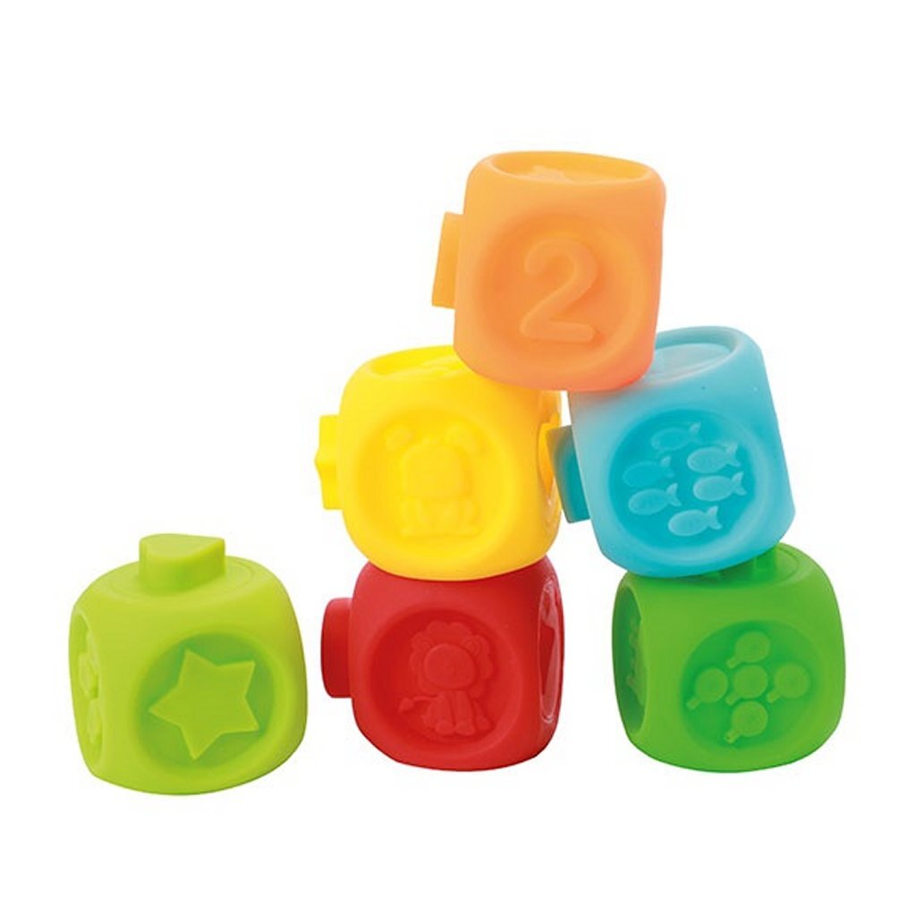 Kleine sterren baby stapelblokken 6 stuks + 2 dieren