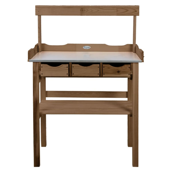 Esschert design oppottafel met lade en rek bruin