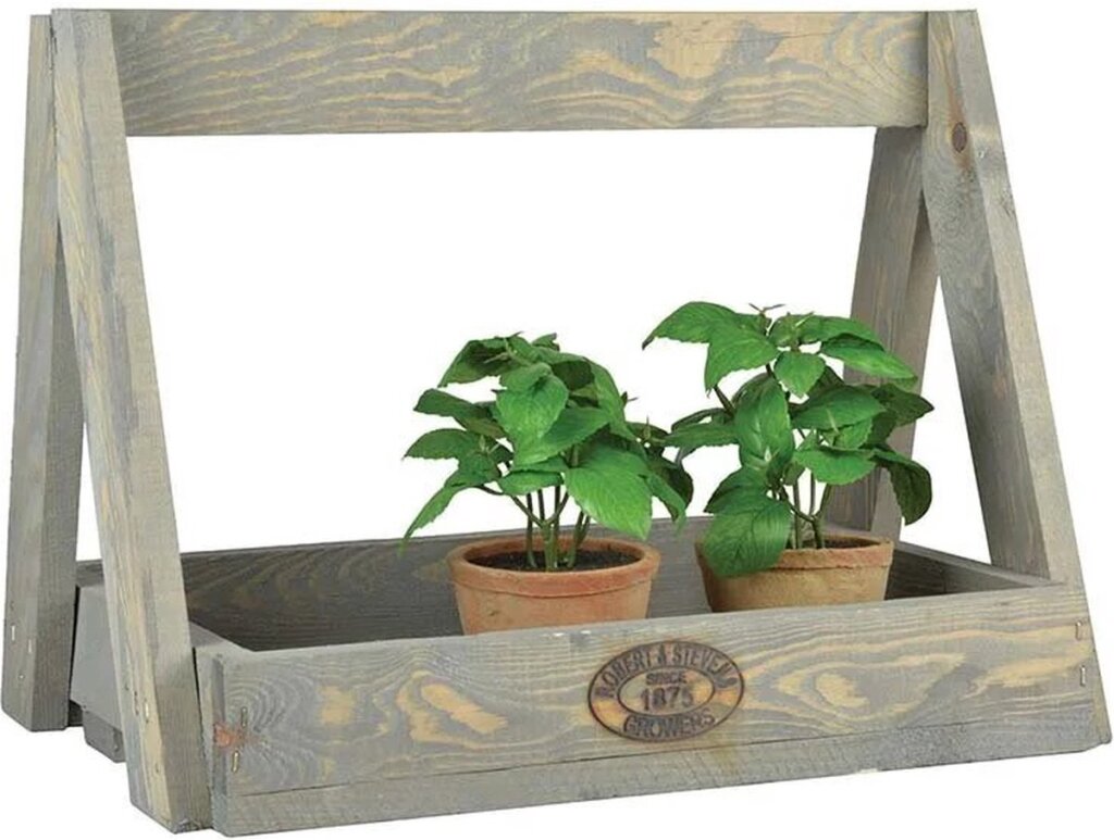 Esschert design houten plantenrek 29x39,2x28,9 cm grijs