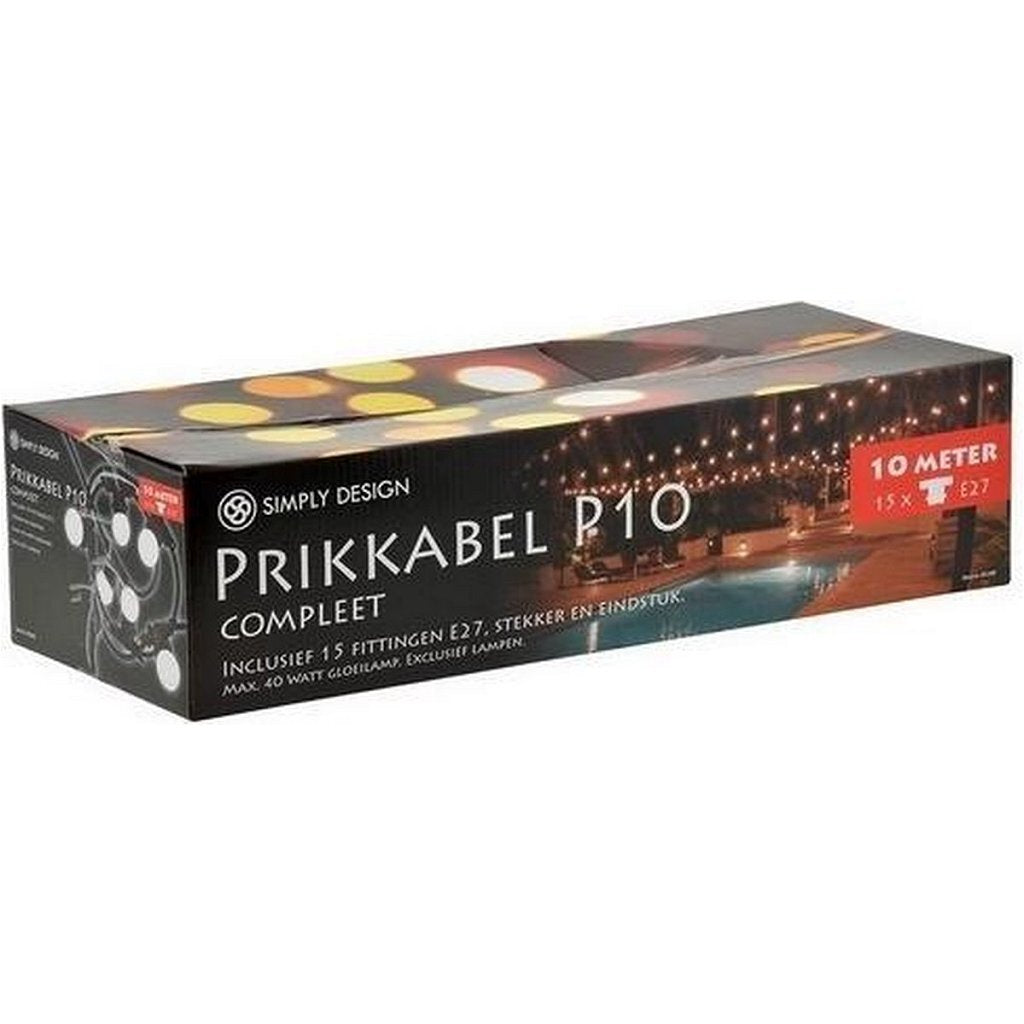 Basic simple design p10 drainage prikkabel met 15 fittingen 10m zwart