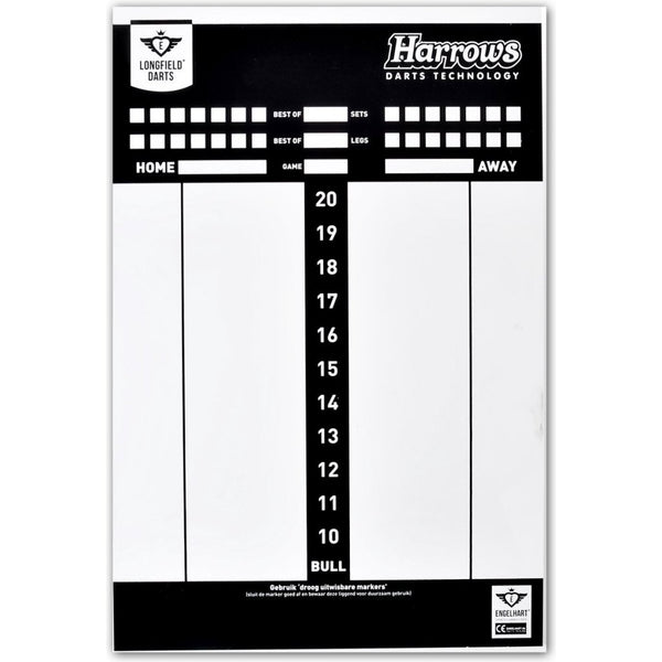 Longfield Games Darts Scoreboard with Marker, Wiper Rules