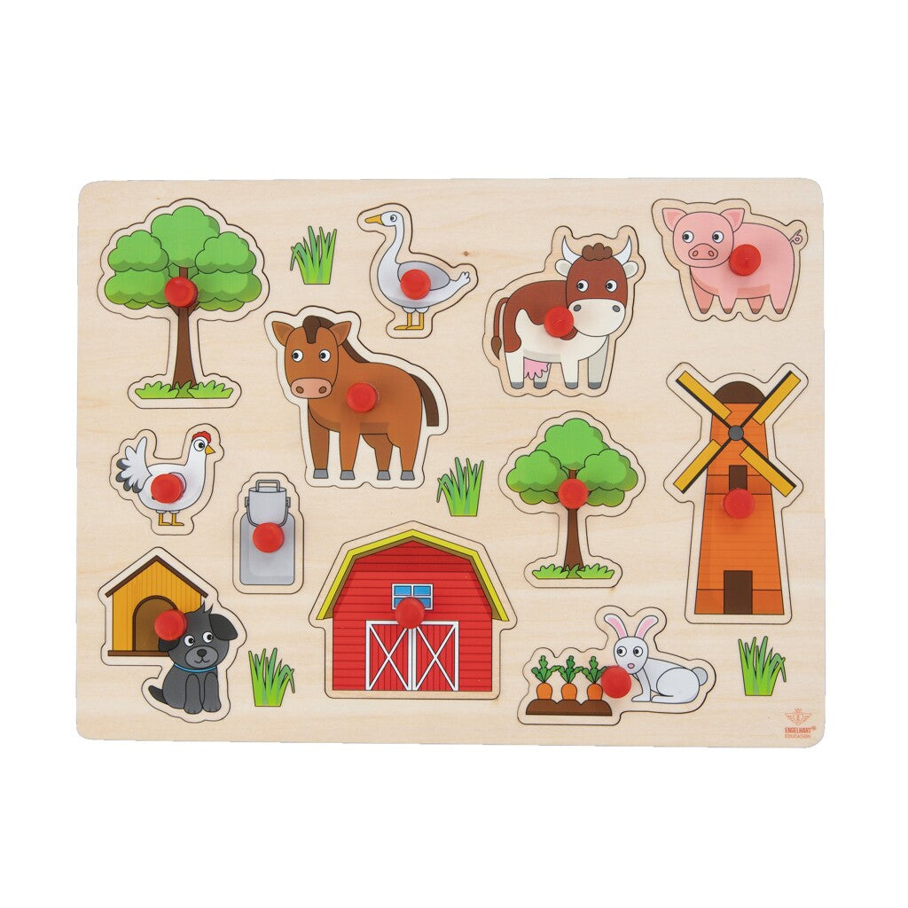 Engelhart wooden peg puzzle farm 30x23cm