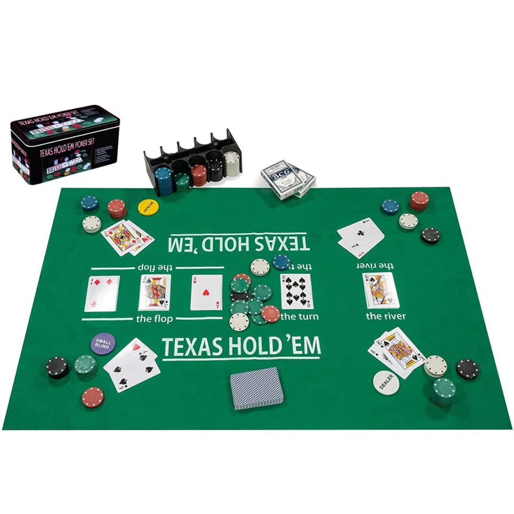 Engelhart pokerset met kaarten, kleed en 200 chips (4 gram) in doos