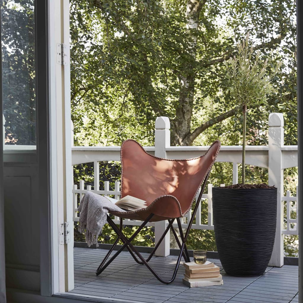 Capi bloempot nature rib elegant laag 46x58 cm zwart pkblr783