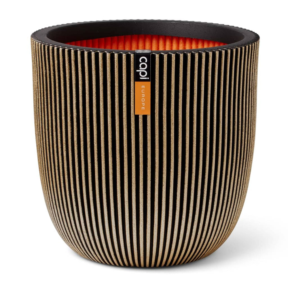 Capi plantenbak groove 35x34 cm zwart en goudkleurig